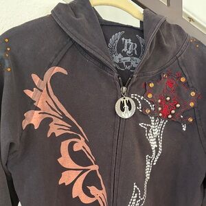 Edgy Black Bomber Jacket with Embellishments